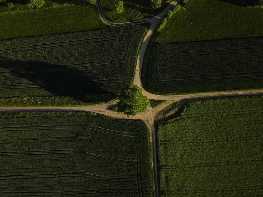 rural crossroads dusk