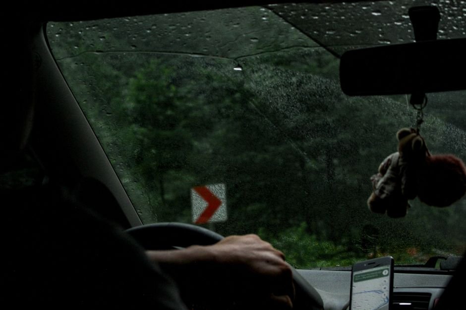 windshield view road